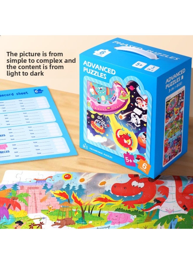 ألغاز متقدمة للأطفال لتعزيز التعليم المبكر وتطوير الذكاء - ألعاب لطلاب المدارس الابتدائية - ألغاز الديناصورات وحركة المرور والحيوانات - تصنيع وبيع بالجملة - اللون: 【اطلب 6】 عالم الخيال - Image 3